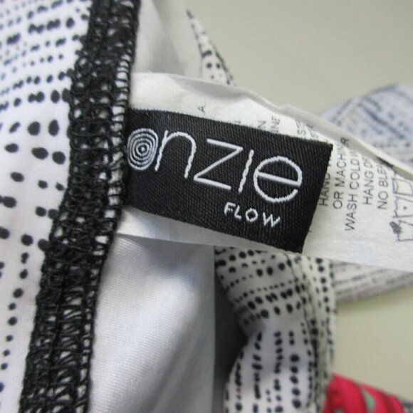 Onzie Leggings Women S/M Black White Patterned Mid Rise Activewear Yoga 206 - Picture 3 of 12